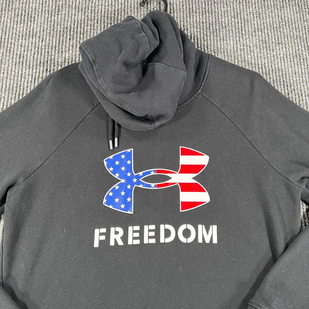 Under Armour Hoodie Sweatshirt Womens Medium Black‎ Loose Fit Freedom USA